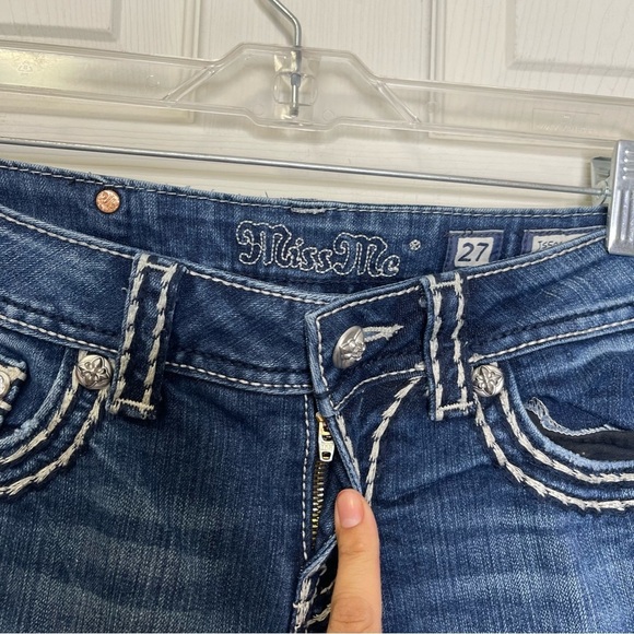 Miss Me Women's Loose Saddle Stitch Border Boot Cut Jean Sz 27 - Picture 7 of 11